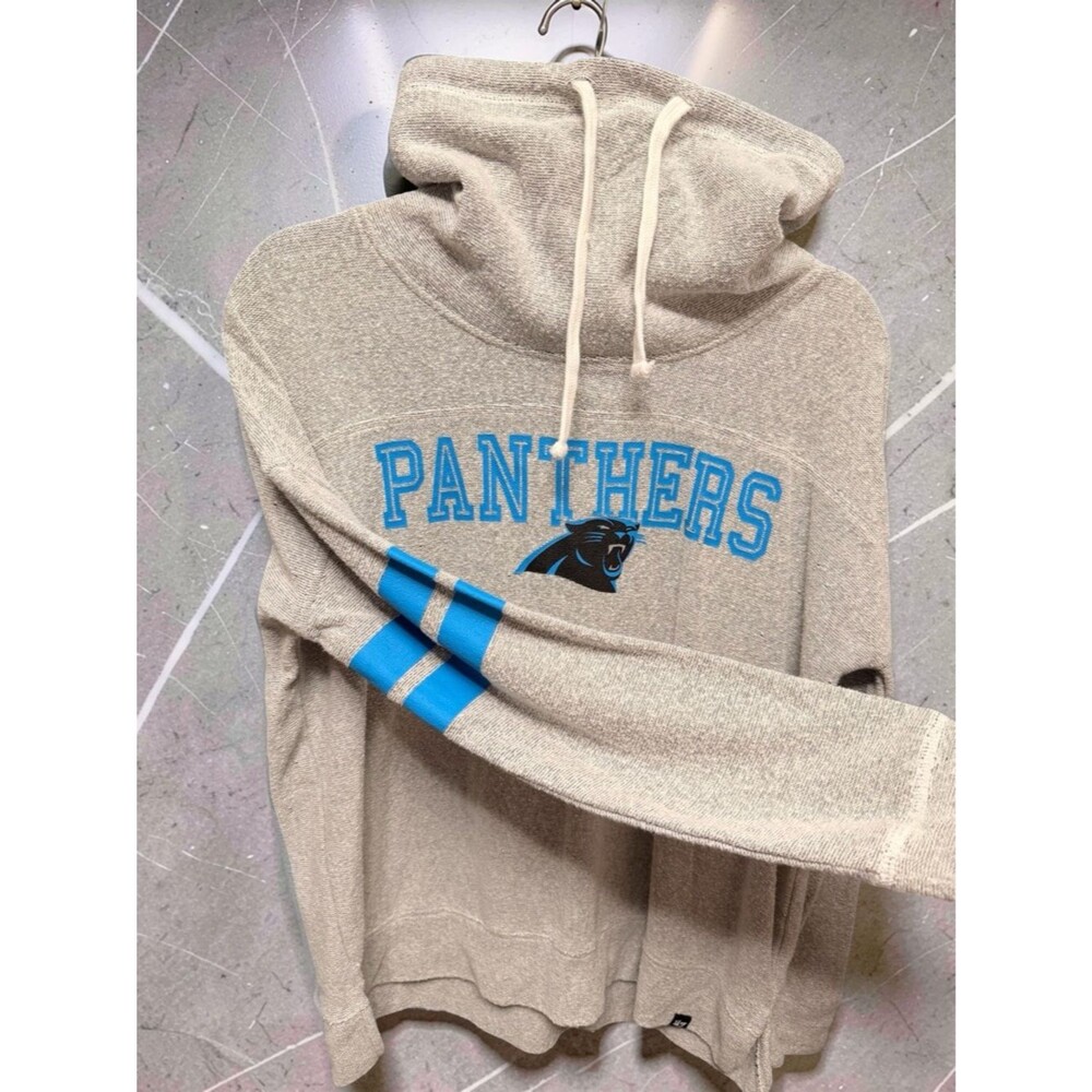 '47 Brand Carolina Panthers Cowl Neck Hoodie Grey Stripe Medium Football Fan - Picture 5 of 8